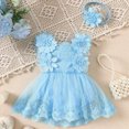 thumbnail image 2 of Baby Onesies Girl Baby Girl Lace Romper Dress Floral Lace Outfits Summer Toddler Clothes Jumpsuit with Headband, 2 of 7