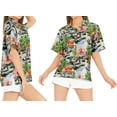 thumbnail image 4 of LA LEELA Women's Casual Beach Hawaiian Blouse Shirt Summer Short Sleeve Button Down Dress Tops Tee Shirts Blouses for Women M Hawaii Party, Black, 4 of 5