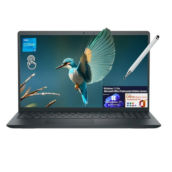 Dell Inspiron 15" FHD (1920 x 1080) LED Touchscreen Laptop, 13th Gen Intel Core i5-1334U, 8GB RAM 512GB SSD, Win11Pro Office Lifetime License, Webcam, HDMI, Wi-Fi6, Black, with Stylus Pen, W/GaLiMu