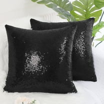 PiccoCasa 2Pcs Decorative Sequin Throw Pillow Covers for Party, 16x16 inch, Black