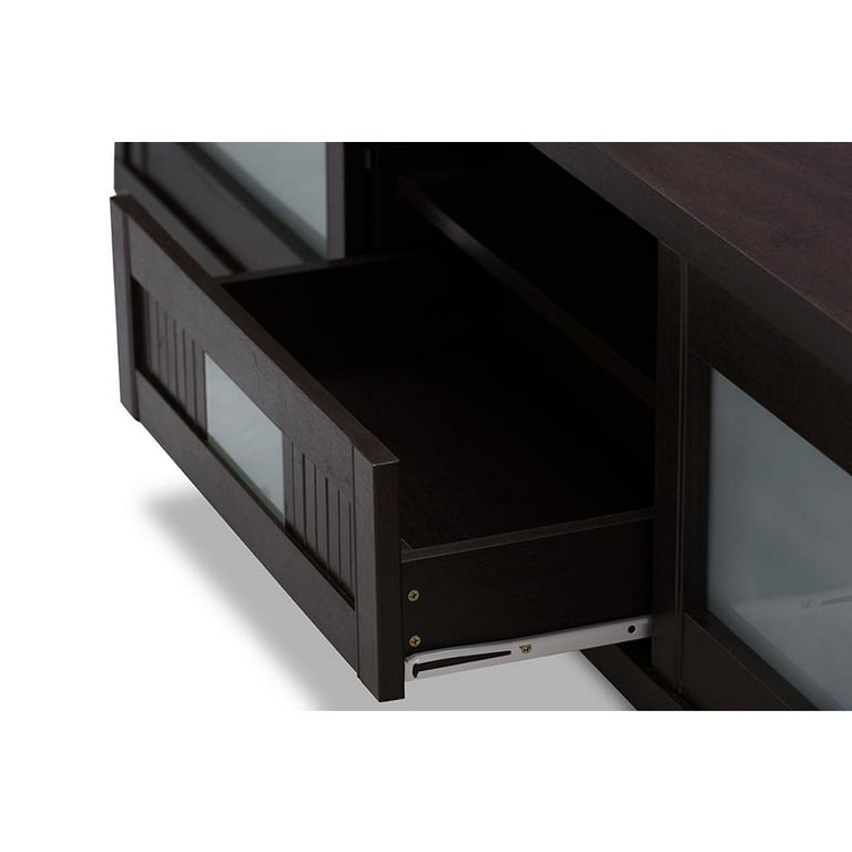 Baxton Studio Gerhardine Dark Brown Wood 70-inch TV Cabinet with 2 Sliding Doors and Drawer Baxton Studio Gerhardine Dark Brown Wood 70-inch TV Cabinet with 2 Sliding Doors and Drawer