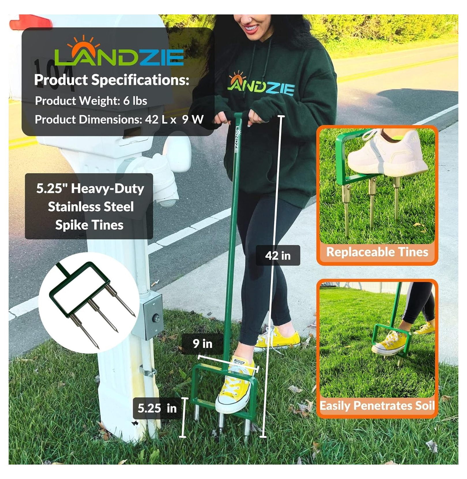 Lawn Aerator Replacement Tines - Set of 3 Spike Tines for Aerator Lawn Tool - 3 Heavy Duty Stainless Steel Manual Lawn Aerator Add-on Spike Tines for Compacted Soil - Manual Hand Coring Tool