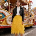 thumbnail image 4 of hotojiny Tulle Skirts for Women Fashion Sequins Midi Skirt for Dance A-Line Mesh Layered High Waist Skirts Party Outfit, 4 of 6