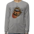 thumbnail image 2 of Pumpkin Lips Halloween Long Sleeve Shirt Unisex 5X-Large Grey, 2 of 5