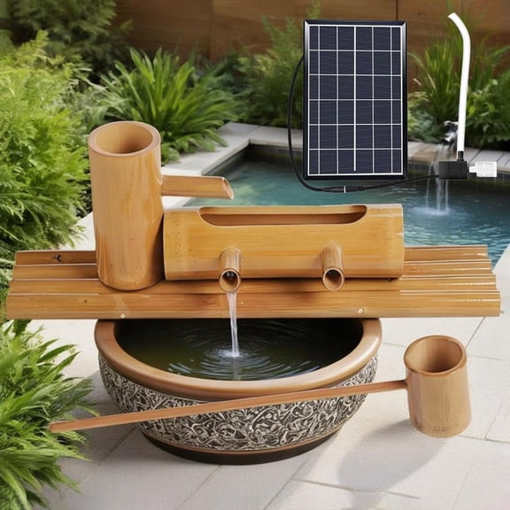 Bamboo Japanese Rocking Water Fountain, Outdoor Water Fountain,Zen Garden Water Fountain Bamboo, Handmade,for Gardens, Ponds, Fish Tanks