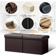 thumbnail image 6 of Footrest Ottoman Bench with Storage,34Inch Brown Leather Footstool, Coffee Table, Padded Seat, Storage Chest,Blanket Store with Flipping Lid for Livingroom and, 6 of 6