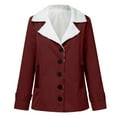 thumbnail image 4 of Ozmmyan Women Plus Size Winter Warm Composite Plush Button Lapels Jacket Outwear Coat, 4 of 5