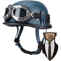 German Leather Half Face Generic, 100% DOT/ECE Approved Cap Half Shell with Goggles for Cruiser