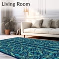 thumbnail image 2 of ODIKA 8x10 Machine Washable Non-Slip Area Rug, Artisan Fleur de Lys Tapestry Featuring Intertwined Peacock Feather Ultra Soft Rug, None, 596671, 2 of 7