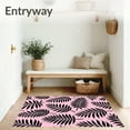 thumbnail image 3 of ODIKA 6'x9' Machine Washable Non-Slip Area Rug, Fern Frond Pathway Jungle Adventure High Traffic Rug with Pad, Pink, 544419, 3 of 8