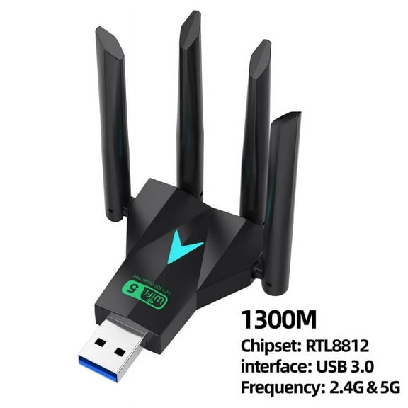 1300Mbps USB 3.0 WiFi Adapter Dual Band 2.4Ghz/5Ghz Wireless WiFi Dongle 4 Antenna USB Ethernet Network Card Receiver For PC