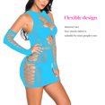 thumbnail image 4 of Vestido ajustado de encaje delgado encantador de malla para mujer, ropa de dormir ajustada con guantes, azul lago Guardurnaity XX000051-06, 4 of 7
