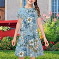 thumbnail image 7 of IFNWSV Dresses for Girls Short Sleeve Round Neck Floral Print Patchwork Pleated A Line Summer Dress Multicolor 4 Years, 7 of 7