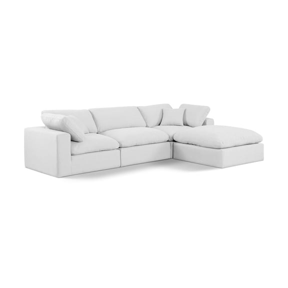 Meridian Furniture Comfy White Linen Textured Fabric Modular Sectional