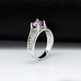 thumbnail image 3 of Uloveido Women Platinum Plated Round Cut Simulated Purple Amethyst Gemstone Promise Engagement Rings for Her Wedding Jewelry Valentine's Gifts for Girls Girlfriend (Purple, Size 7) Y006, 3 of 7