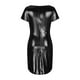 thumbnail image 5 of Puntoco Vestido De Manga Corta Con Cuello En V, Color Sólido Informal Para Mujer, Sexy, Con Escote En V Y Abertura En La Cadera, Negro S, 5 of 6
