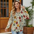 thumbnail image 3 of DISNIMO Floral Printed Hoodies for Women Waffle Sweatshirts Long Sleeve Shirts V Neck Hoodies Fall Winter Outfits, S, 3 of 7