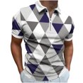 thumbnail image 2 of Njoeus Men's Athletic Shirts & Tees Workout Tops Men's Casual Short Sleeve Sports Shirt Zip Up Summer Slim Fitted T-Shirts Geometric Graphic Printed Tops Beach Tees Blouses Men's Tank Tops, 2 of 5
