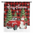 thumbnail image 2 of Christmas Snowman Truck Semi Sheer Curtains Drapes for Living Room,Bedroom,French Doors Window 54 Inches Long,Red Plaid Xmas Trees Snowflake Rod Pocket Chiffon Curtain Drapery Voile Draperies Panel, 2 of 6