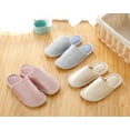 thumbnail image 6 of Women's Striped Linen Comfortable Antislip Cotton Slippers, Closed-Toe Spa Slippers, Machine Washable, 6 of 9