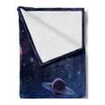 thumbnail image 2 of Outer Space Soft Flannel Fleece Blanket, Orbit Rocket Galaxy Stars Milkyway Nebula Cosmos Nursery Themed Art Print, Cozy Plush for Indoor and Outdoor Use, 50" x 60", Indigo and Black, by Ambesonne, 2 of 5