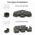 thumbnail image 7 of Phonjoroo 6 Pieces Patio Furniture Set Outdoor Wicker Sectional Conversation Sofa All-Weather Rattan Couch Patio Seating with Cushion and Glass Table for Porch, Poolside, Backyard, Balcony, 7 of 7