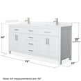 thumbnail image 4 of Beckett 72" White Double Vanity & White Quartz Top (1-Hole) & Nickel Trim, 4 of 5
