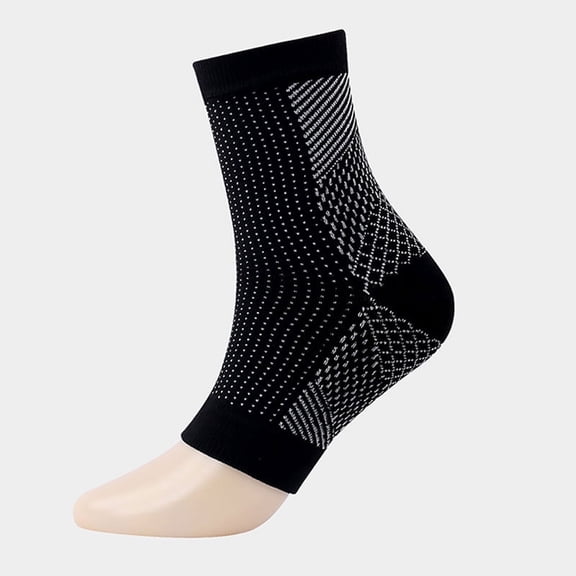 BIMZUC Breathable Ankle Compression Sleeve, Toeless Sports Socks for Athletic Support, Flexible Lightweight Brace for Stability and Recovery, Black S/M (10 inches / 25.4 cm)