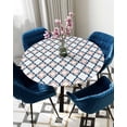 thumbnail image 5 of nqOlkjepod White Orange Moroccan Round Tablecloth, Fitted Table Cover with Elastic for 45"-54" Round Tables, Geometric Abstract Art Table Cloth Outdoor Indoor Dinning Party Waterproof Tablecloths, 5 of 6