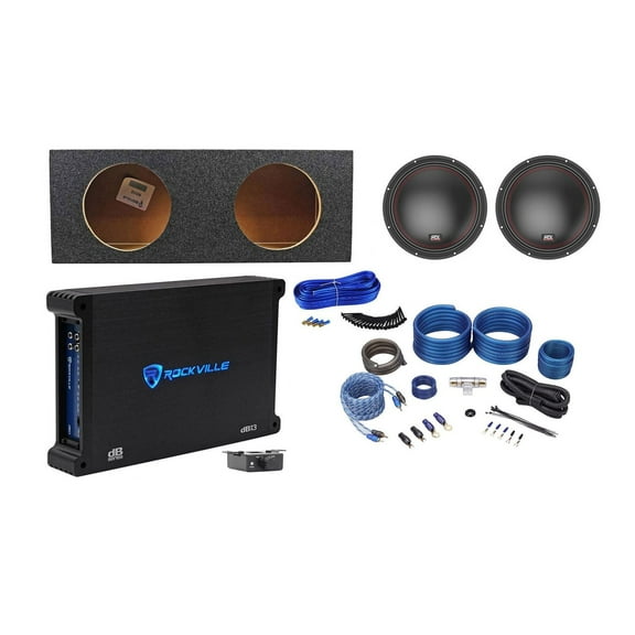 (2) MTX 5510-22 10" 1600w Car Subwoofers Sealed Sub Box Mono Amplifier Amp Kit