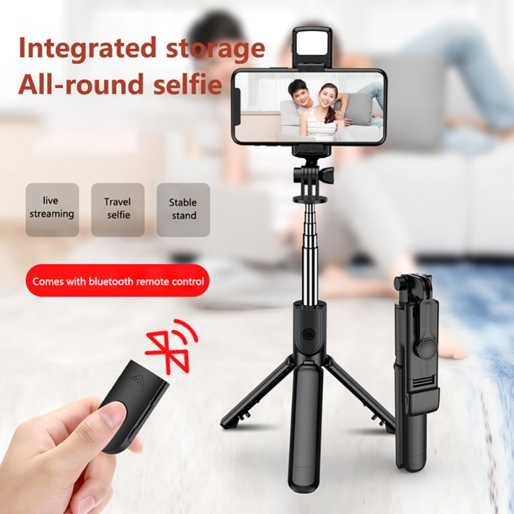 werkwoord Geruststellen beginsel Selfie Stick with Bluetooth Remote, Portable 27" Selfie Stick Tripod with  Light, Compatible with iPhone 13 12 11 Pro Max XS XR X 8 7 & Android  Smartphones - Walmart.com