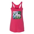 thumbnail image 2 of Unicorn Fanstasy Island Castle Animal Lover Tri-Blend Racerback Tank Top, Shocking Pink, Small, 2 of 3