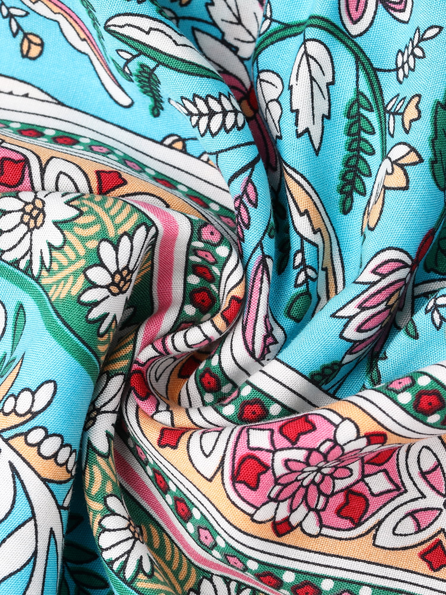 DARING DIVA Women's Boho Flare Floral Skirt Medium Turquoise Blue