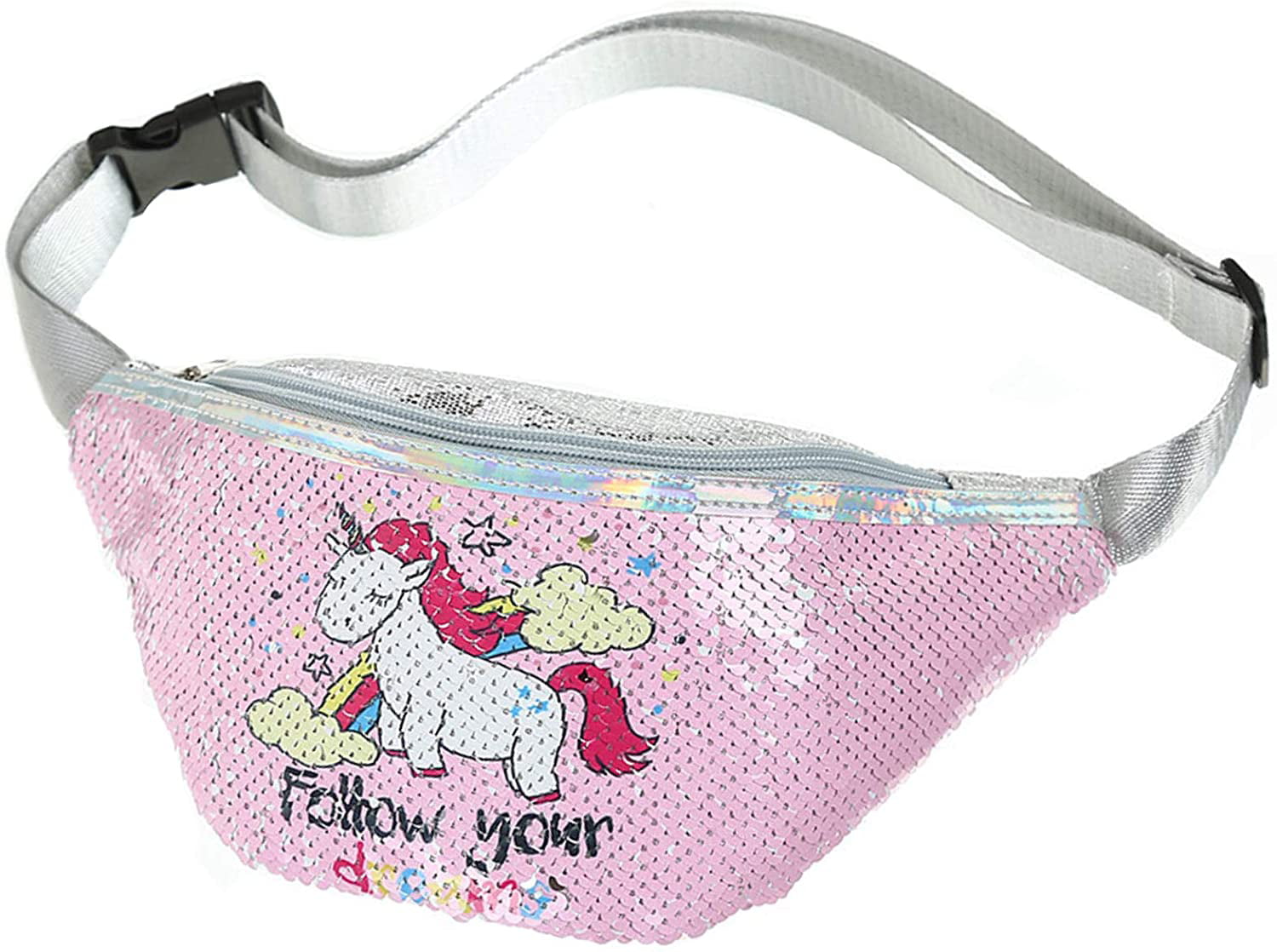 Cute Cartoon Unicorn Fanny Pack with Glitter Sequins Bum Bag Waist Bag ...