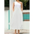 thumbnail image 3 of Osfvolr Women'S Elegant High Waist Casual Irregular Bohemian Maxi Dress with Pockets White S, 3 of 5