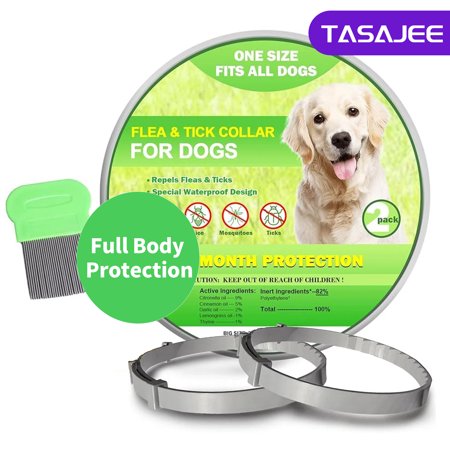 Tasajee 2 Pack Flea Collar for Dogs, Dog Flea Collar 8 Months Protection, Flea and Tick Collar for Dogs Small to Large Size, Flea Prevention for Dogs 2 Pack with Comb