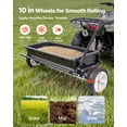 thumbnail image 3 of VEVOR Tow Behind Lawn Spreader with Aeration Spikes, 32 in Spreading Width, Broadcast Spreader with Universal Hitch, Garden Seeder & Soil Aerator with 100lbs Capacity & 10 in Tires for ATVs UTVs, 3 of 9