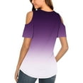 thumbnail image 6 of Raeneomay Off the Shoulder Shirt Women's Sexy Off-The-Shoulder Gradient V-Neck Short-Sleeved Top Blouse, 6 of 6