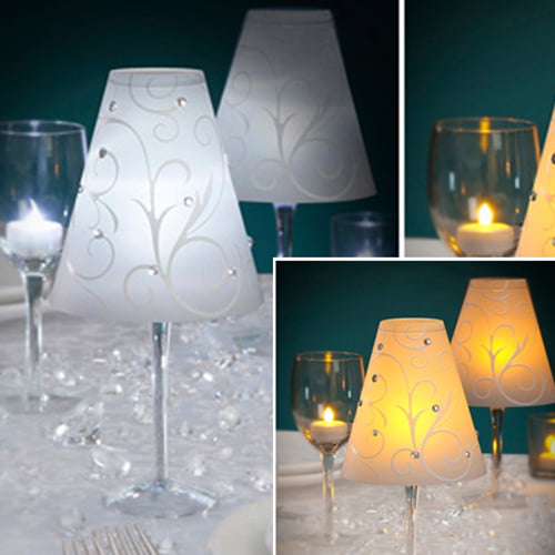 12 Wine Glass Vellum Lampshades Wedding Table Decor Lamp Shades ~ SWIRL PRINT 