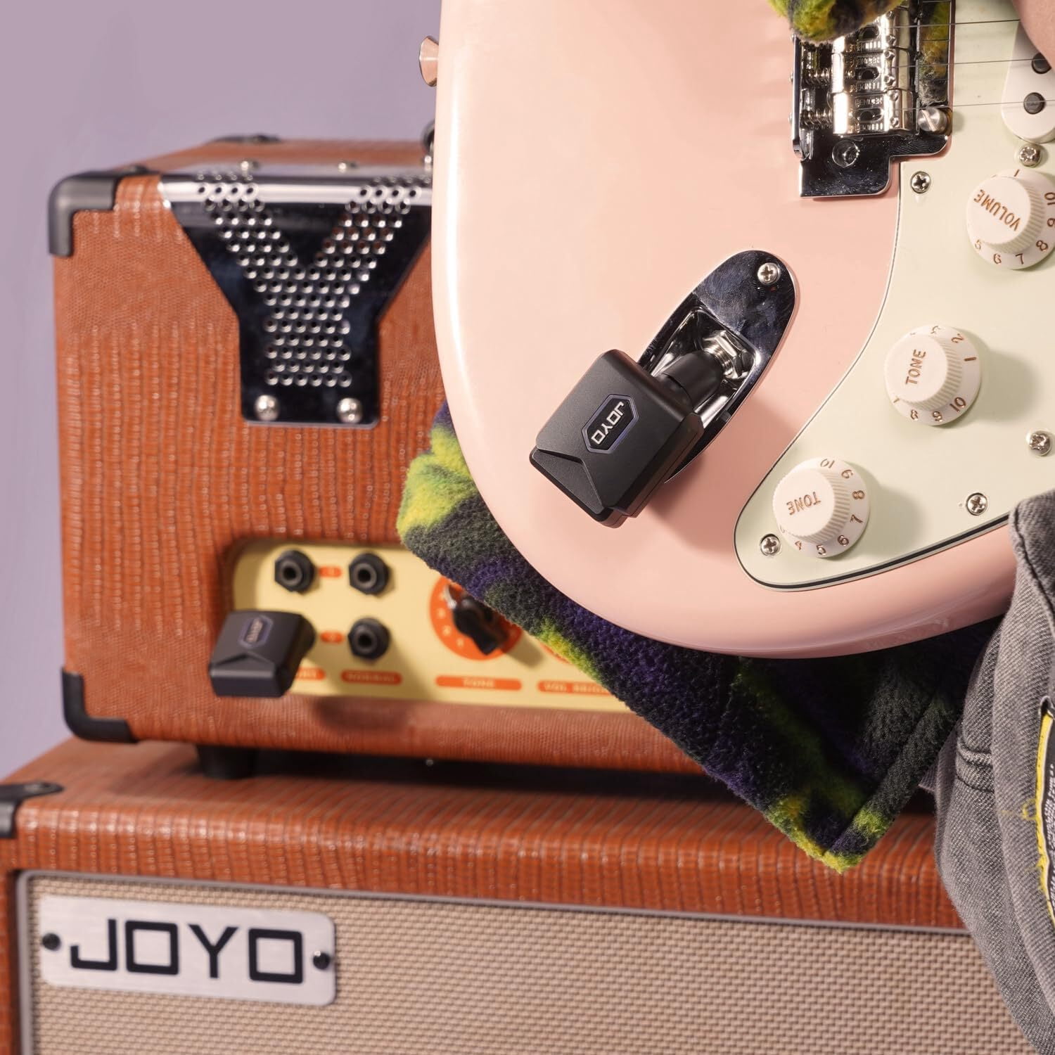 JOYO 5.8GHz Wireless Guitar Transmitter Receiver 18H Total Battery Life with Charging Case 4 Channels for Guitar Bass