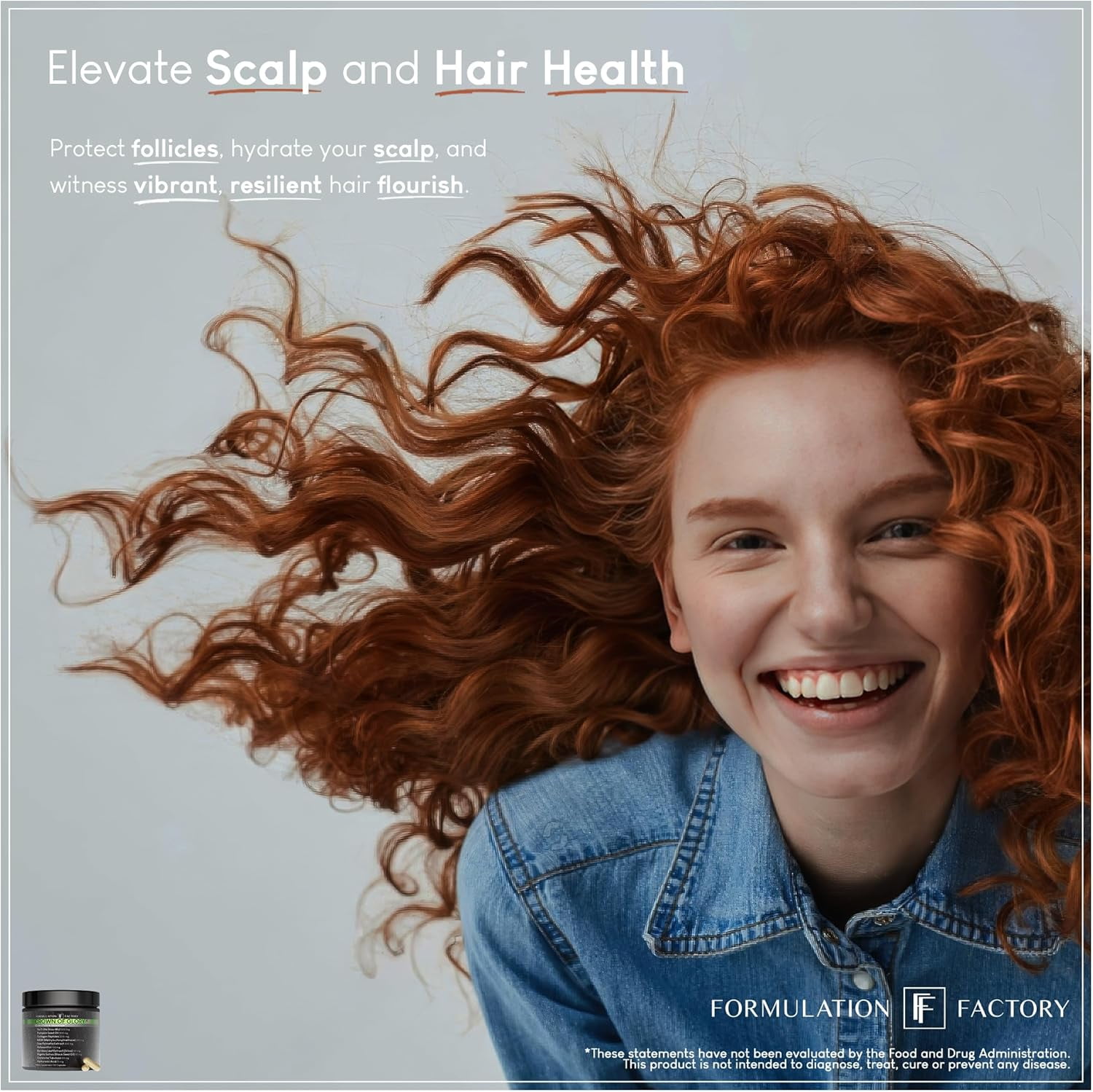 Formulation Factory Crown of Glory Hair Growth Supplement, 10-in-1 Follicle Support with Fo-Ti & Collagen, 120 Capsules, 2-Month Supply