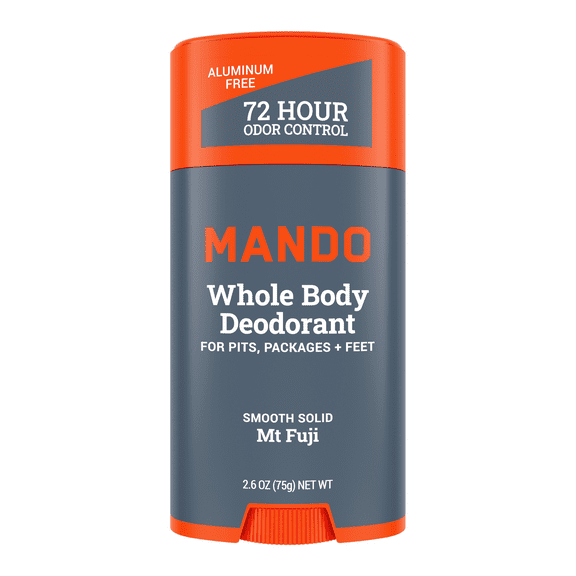 Mando Deodorant Stick for Men, Smooth Solid, Aluminum Free, Mt Fuji Scent, 2.6 oz
