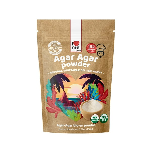 I LOVE ME Organic Agar Agar Pure Powder, 3.53oz Vegan Substitute