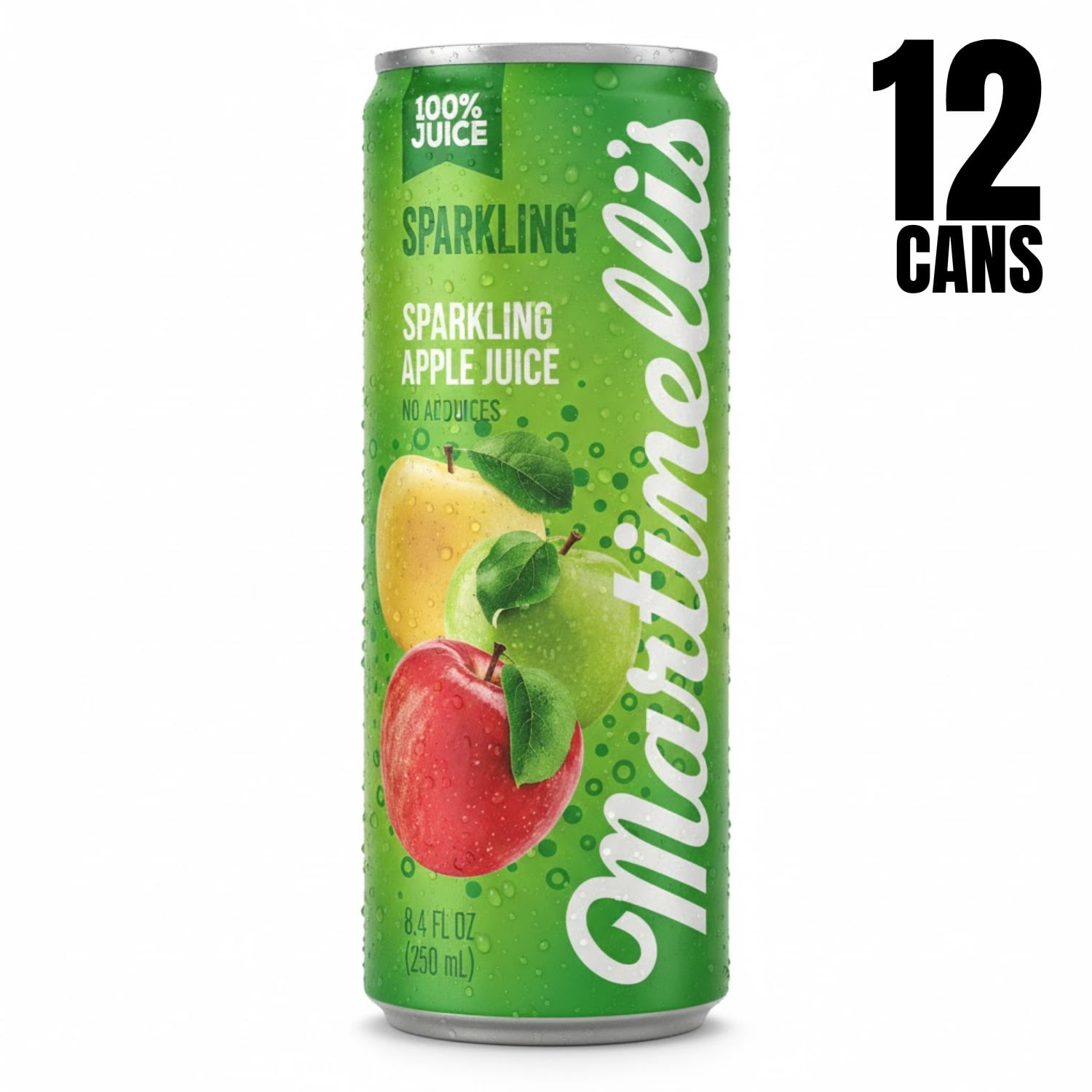 Martinelli’s 100% Juice Apple Sparkling – 8.4 fl oz Can, 12 Pack