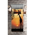 thumbnail image 2 of Ambesonne Animal Quilted Coverlet 2 Pcs, Giraffe in Wild Forest, Twin Size, Orange Black, 2 of 2
