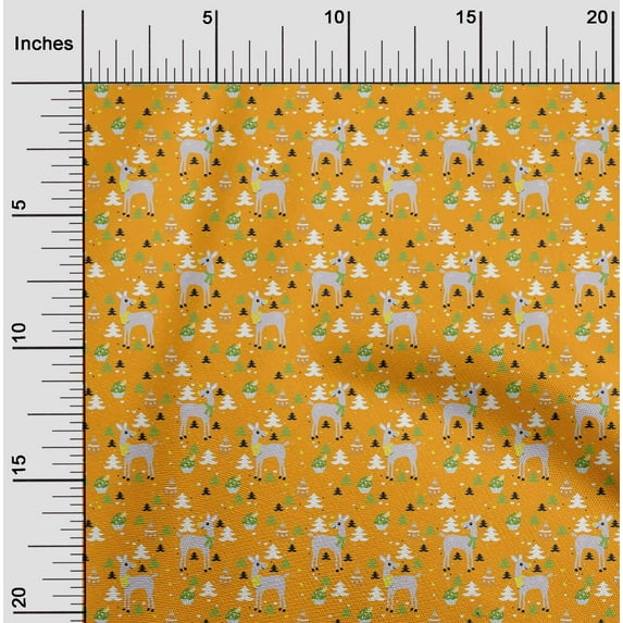 oneOone Viscose Jersey Mustard Yellow Fabric Christmas Sewing Material Print Fabric By The Yard 60 Inch Wide