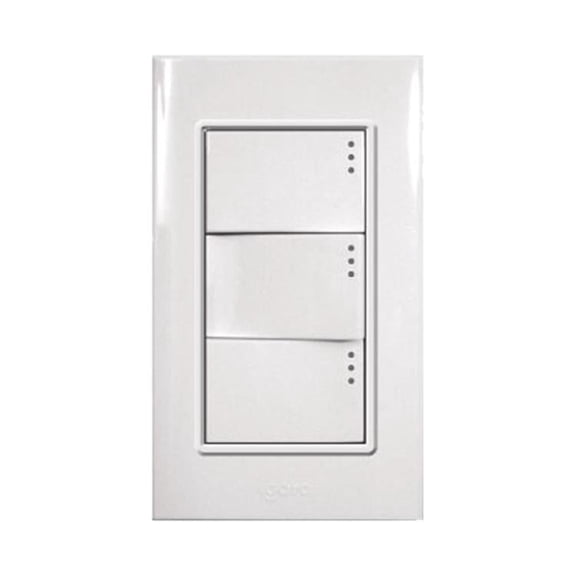 Placa de 3 Módulos con 3 Apagadores Blanco iGoto PLACA ARMADA