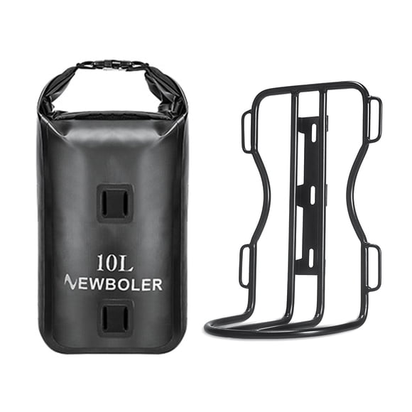 NEWBOLER NEWBOLER 10L Waterproof Bike Fork Bag with Metal Rack - Versatile Storage Solution for Road and Mountain Biking, Ideal for Camping and Short Rides, Black Color, One Unit Included