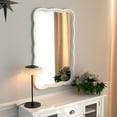 thumbnail image 2 of COZAYH Curved Wood Frame Accent Mirror, Modern Farmhouse Contemporary Decorative Wall Mirror, Rectangle 23.5”L x 38”W, White, 2 of 7