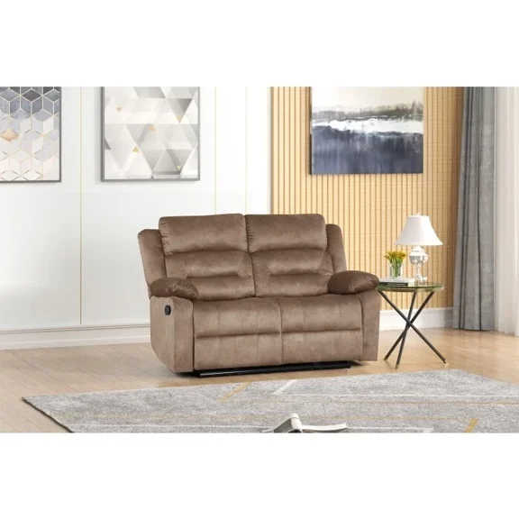 Bronzing Fabric Manual Reclining Loveseat, Soft Pillow Top and Armrest Living Room 2 Seater Sofa Couch